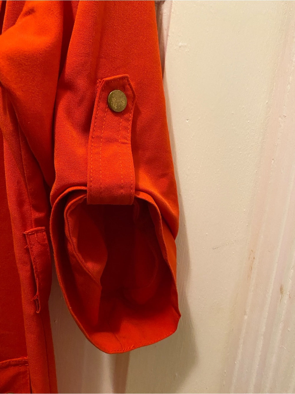 Sharagano Women's Bright Orange Utility Zip-Front Jacket Dress - Picture 11 of 16